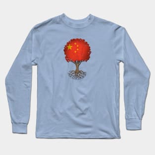 Tree of Life with Chinese Flag Long Sleeve T-Shirt